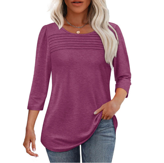 Street-wave Women Elegant Ruched Top Soft Knit Fit Versatile Day To Night For Work