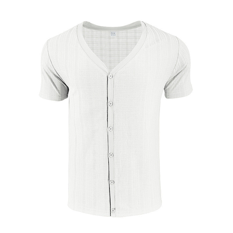 Street Wave Men's Short Sleeve Shirt With Structured Knit Texture For Effortless Casual Comfort
