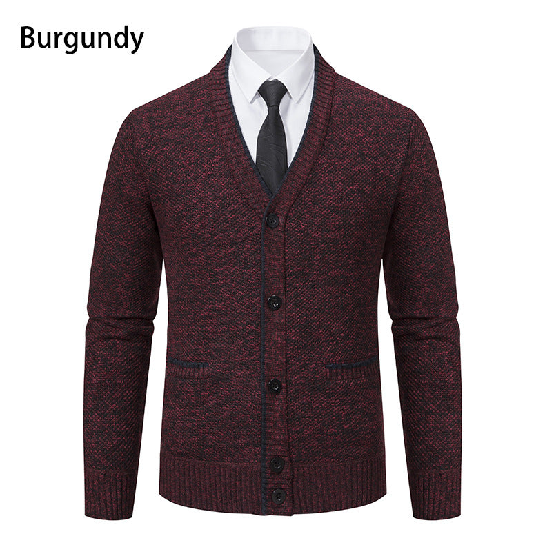 Street-Wave Men's V-Neck Cardigan With Soft Knit And Elegant Details For Everyday Smart Casual