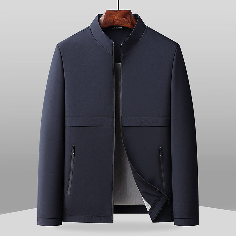 Street-Wave Mens Jacket Band Collar Full Zip Pockets Hip Length Regular Fit