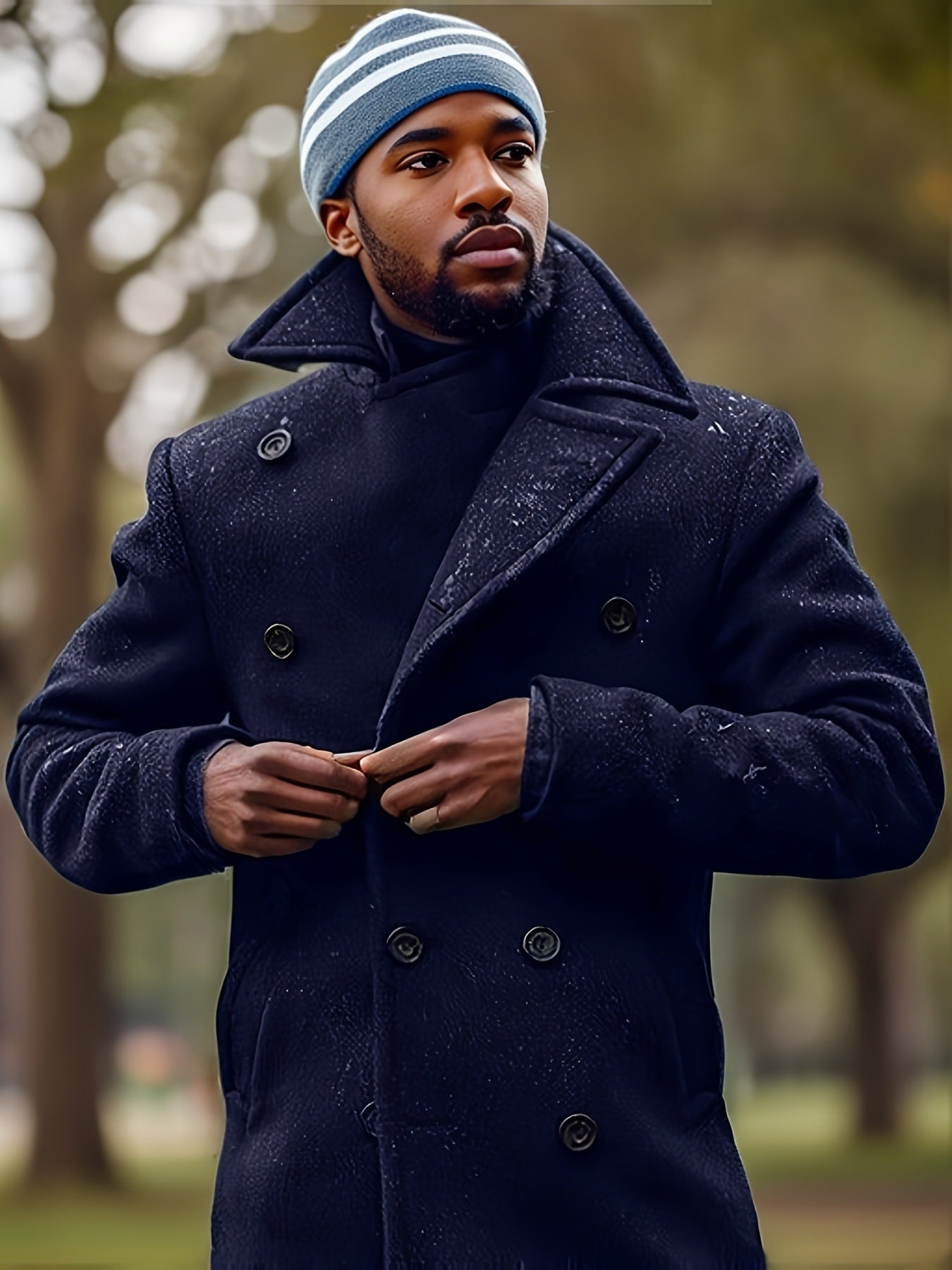 Street-wave Men's Double Breasted Wool Coat - Classic Style Warm Winter Overcoat