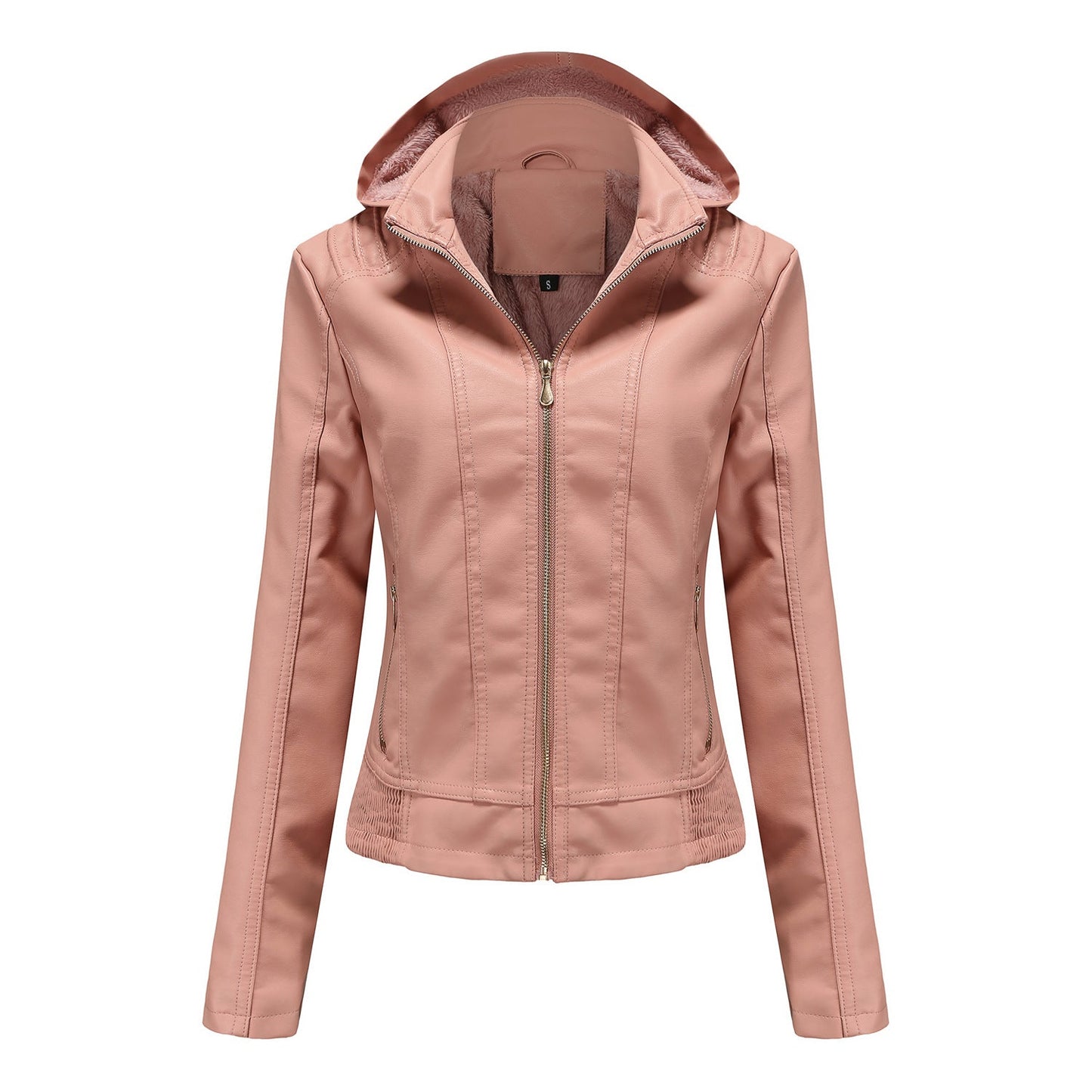 Street-wave Womens Faux Leather Jacket With High Collar And Elastic Cuffs For Urban Chic Style