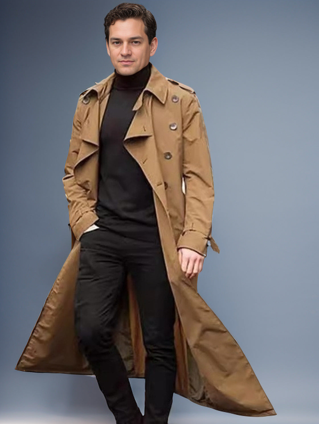 Mens Long Trench Coat Street Wave Elegant Modern Outerwear For Urban Professionals