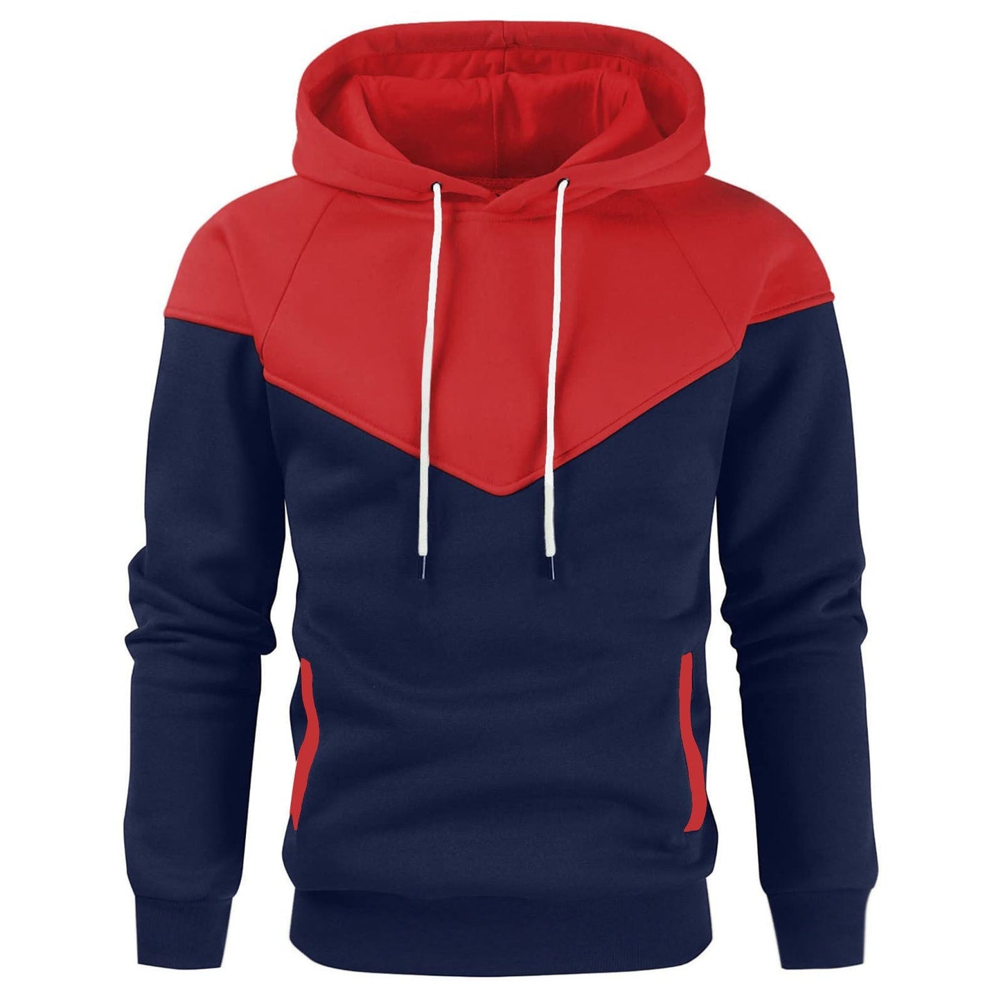 Street-wave Mens Hoodie With Geometric Color Block For Active Casual Wear In Modern Street Style