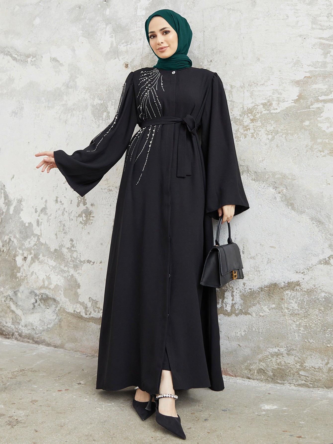 Street-wave Sparkling Applique Maxi Dress For Women With Elegant Belt And Glamorous Evening Style
