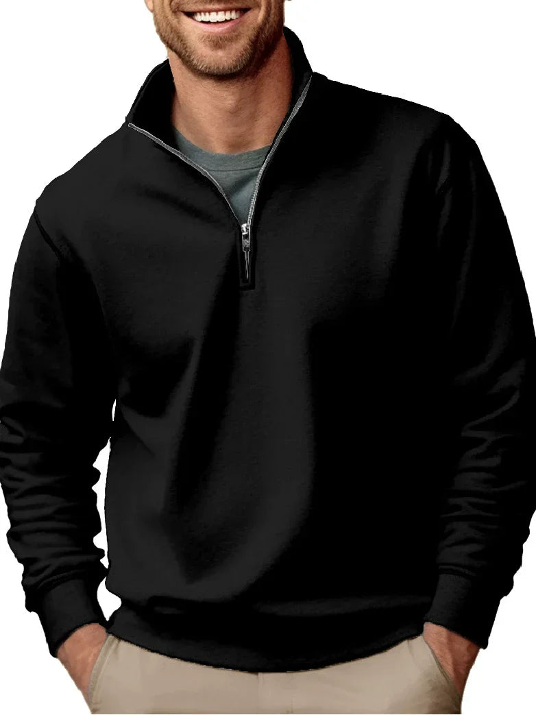 Mens Sweatshirt Street-Wave Regular Fleece Zip Stand Collar