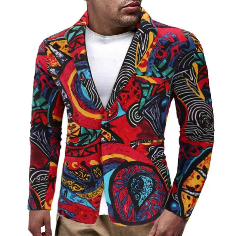 Mens Blazer With Colorful Graphic Design From Street Wave For Style Conscious Men Bold Premium Fashion