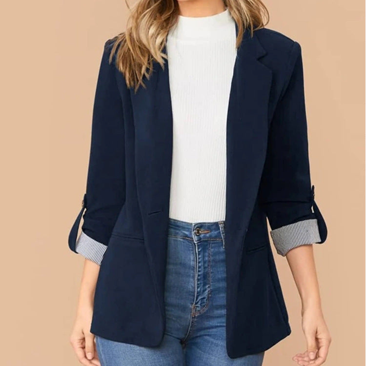 Street-Wave Women's Elegant Blazer Jacket With Contrast Details For Office And Evening Wear