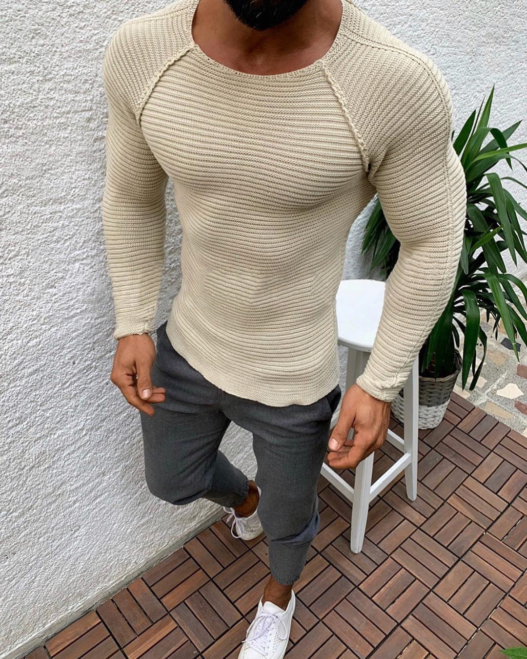 Street-Wave Mens Striped Long Sleeve Shirt With Comfortable Fit Flattering Silhouette For Fashionable Men