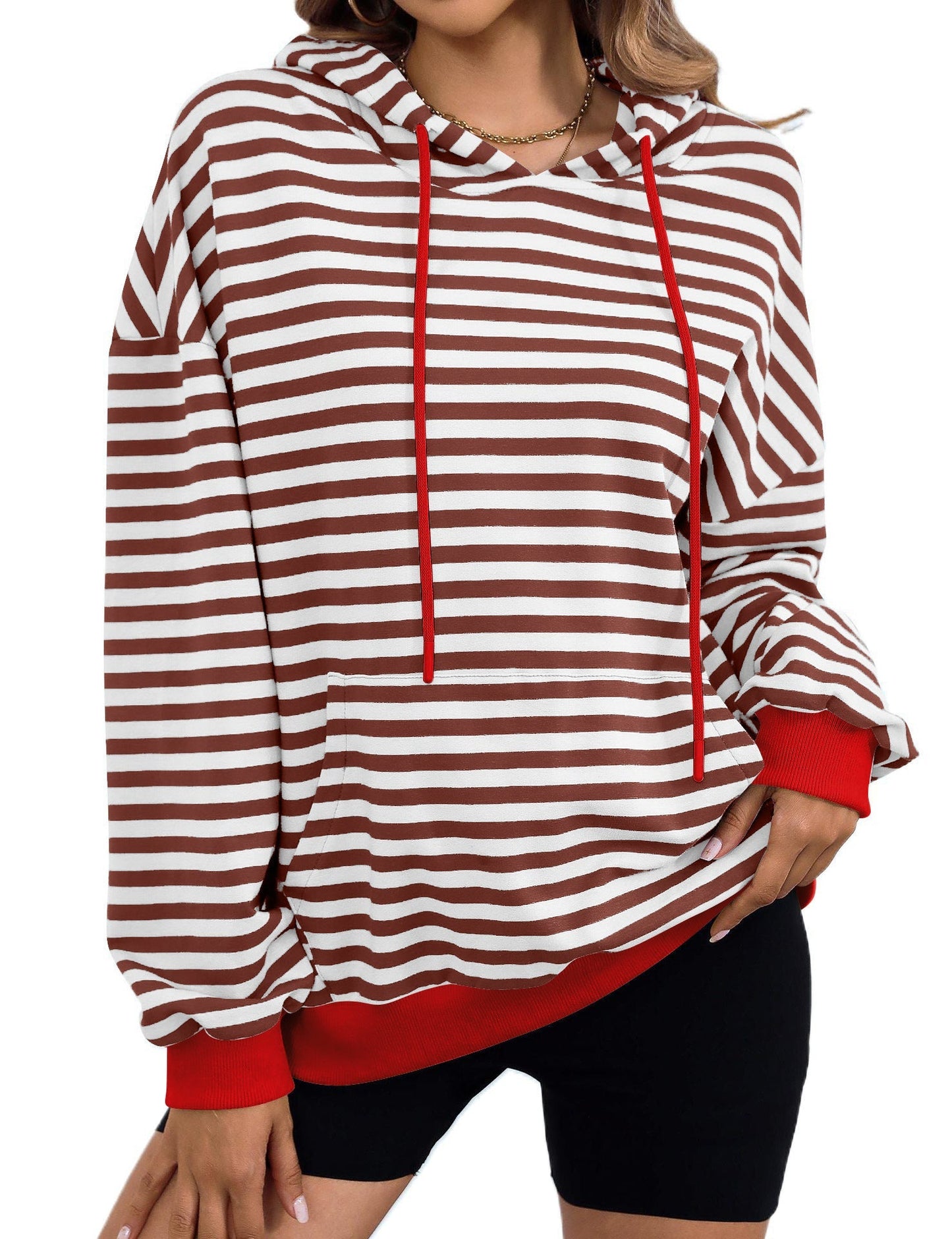 Streetwave Womens Colorful Striped Hoodie Cozy Soft Casual Streetwear For Women Bold Everyday Comfort