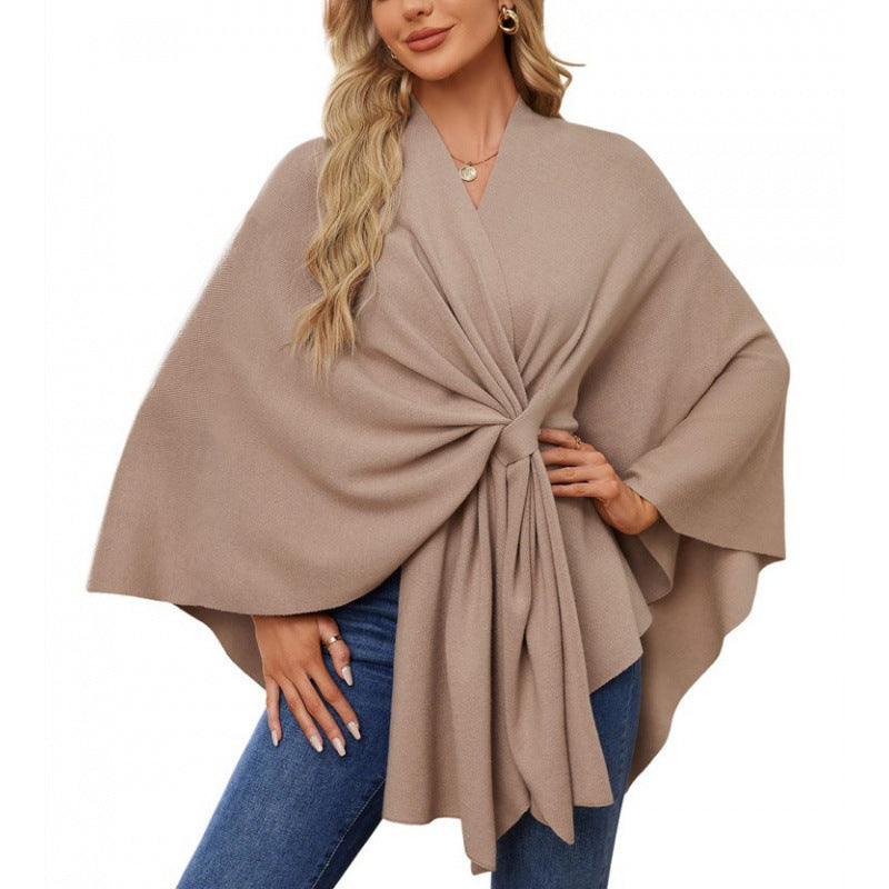 Streetwave Wrap Coat With Knot Tie Front Elegant Draped Silhouette For Stylish Women