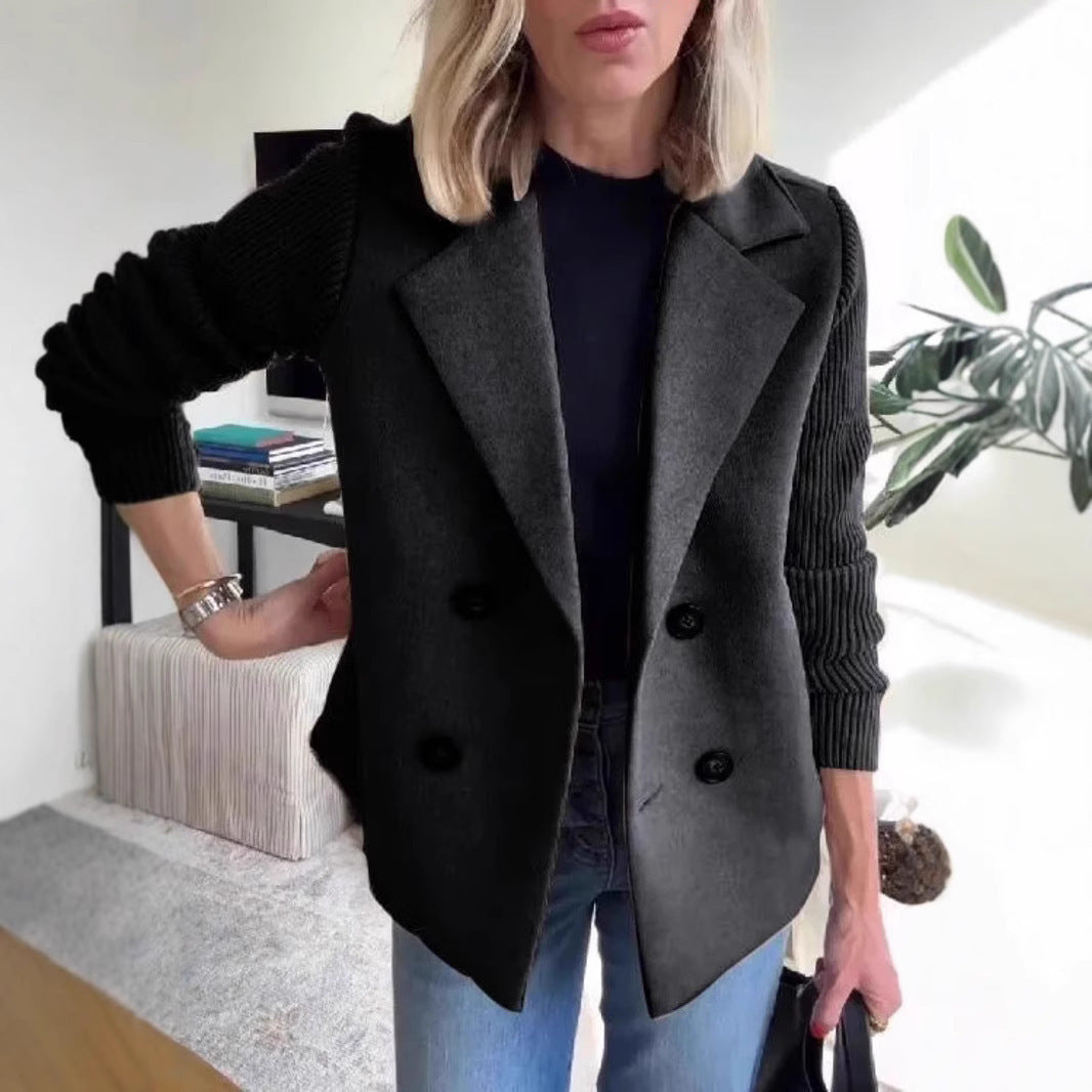 Street-Wave Women Double Breasted Blazer Jacket With Structured Sleeves Chic Officewear