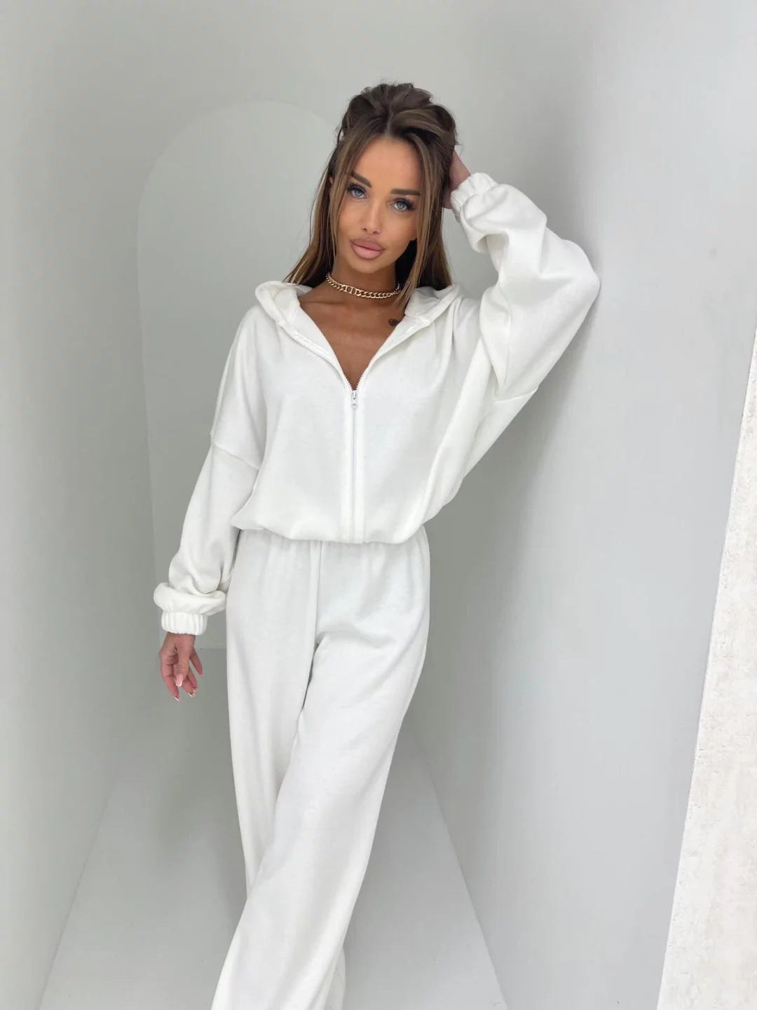 Street-wave Womens Fleece Loungewear Set With Hoodie For Cozy All Day Comfort Relaxed