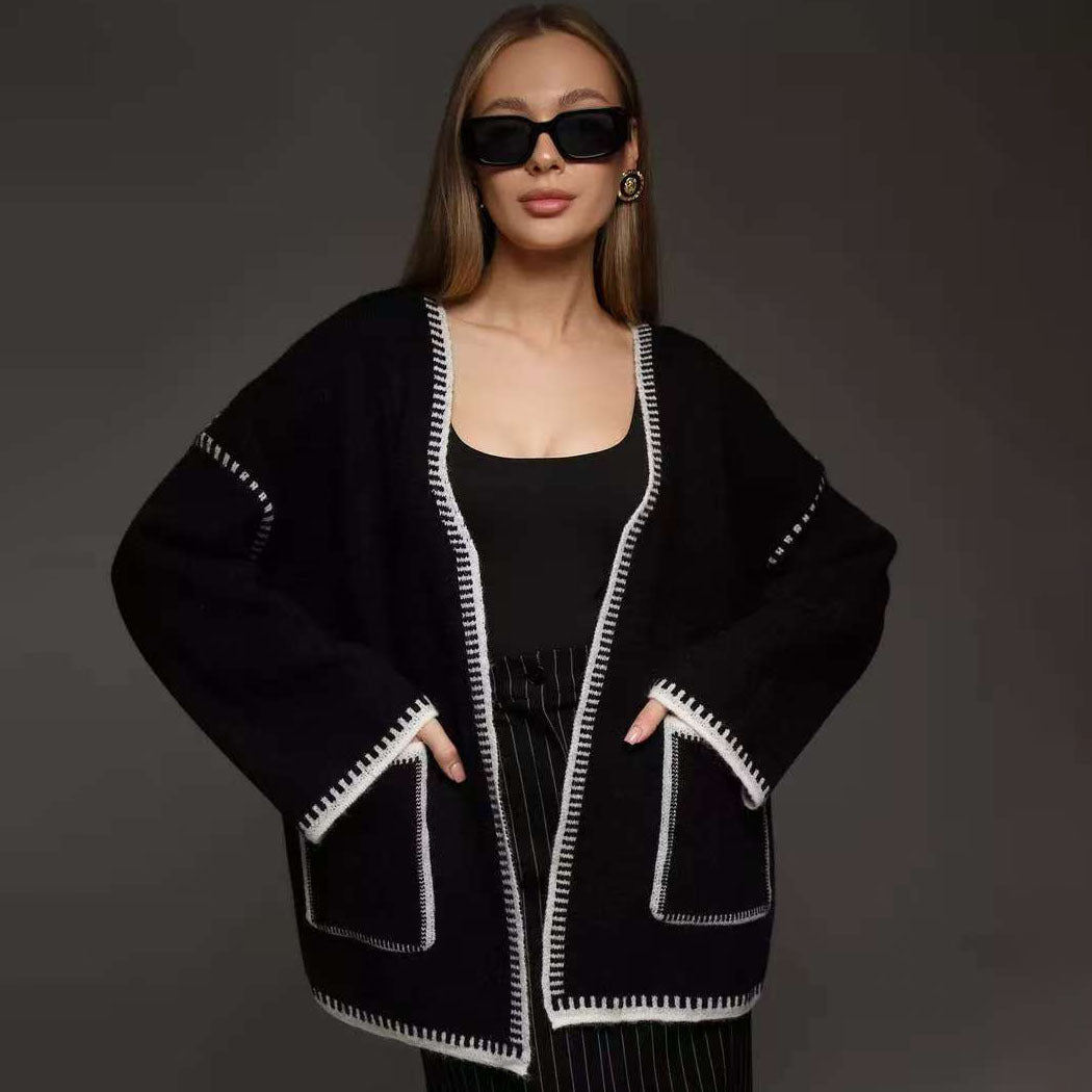 Street-wave Womens Cozy Knit Cardigan With Pockets And Waist Belt For Everyday Comfort
