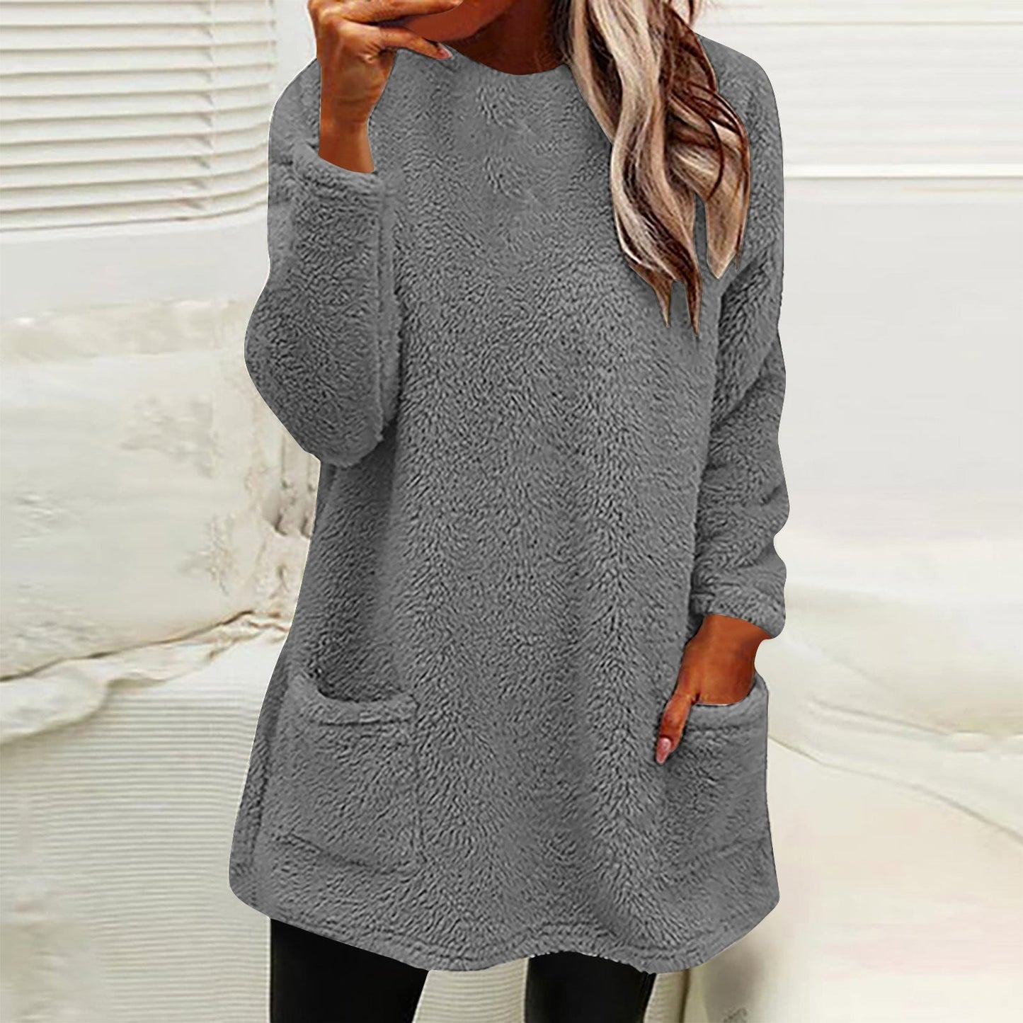Streetwave Women Cozy Fleece Pullover With Pockets Loose Fit For Casual Comfort Everyday
