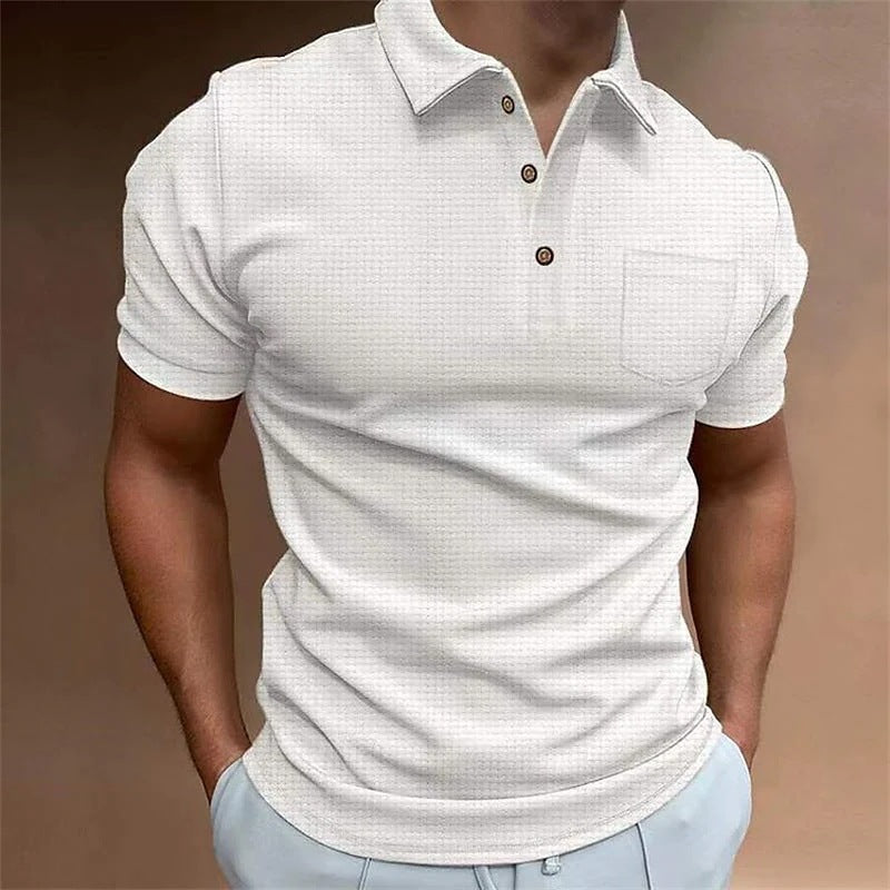 Street Wave Mens Polo Shirt Slim Fit Pique Knit Chest Pocket Short Sleeve