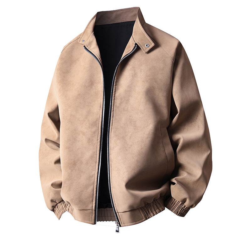 Street-wave Men's Faux Leather Jacket With Modern Design And Elastic Cuffs For Stylish Everyday Urban Style