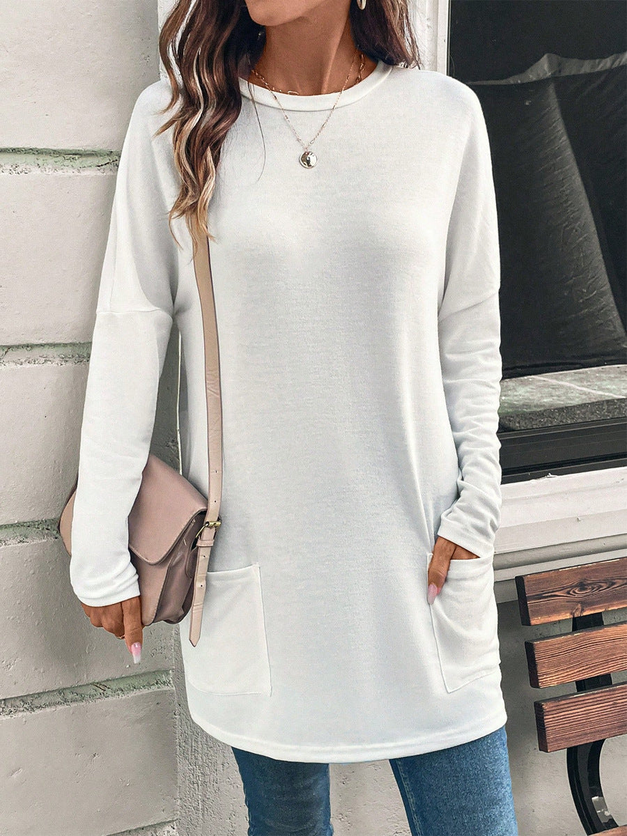 Street Wave Women's Sweatshirt Tunic Length Cotton Blend Relaxed Fit Pockets