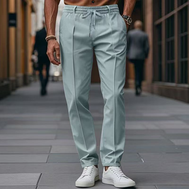 Street-Wave Men's Elegant Casual Trousers With Elastic Waistband And Side Pockets