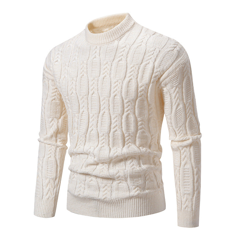 Mens Cable Knit Sweater Street-wave Premium Cozy Warm Crew Neck For Men Everyday Casual Wear