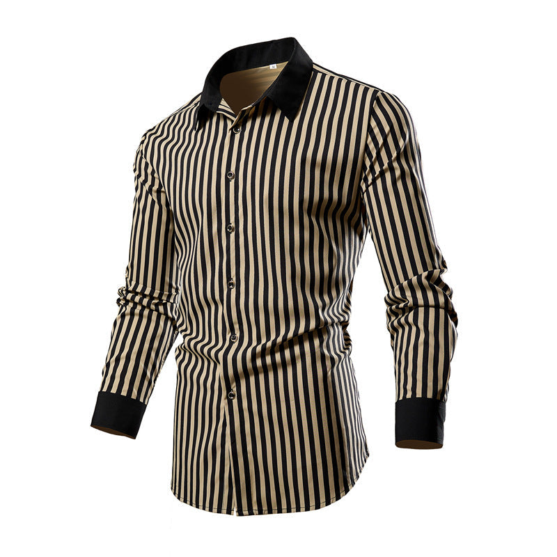 Street Wave Men's Long Sleeve Striped Shirt Modern Fit Premium Quality For Style Conscious Men