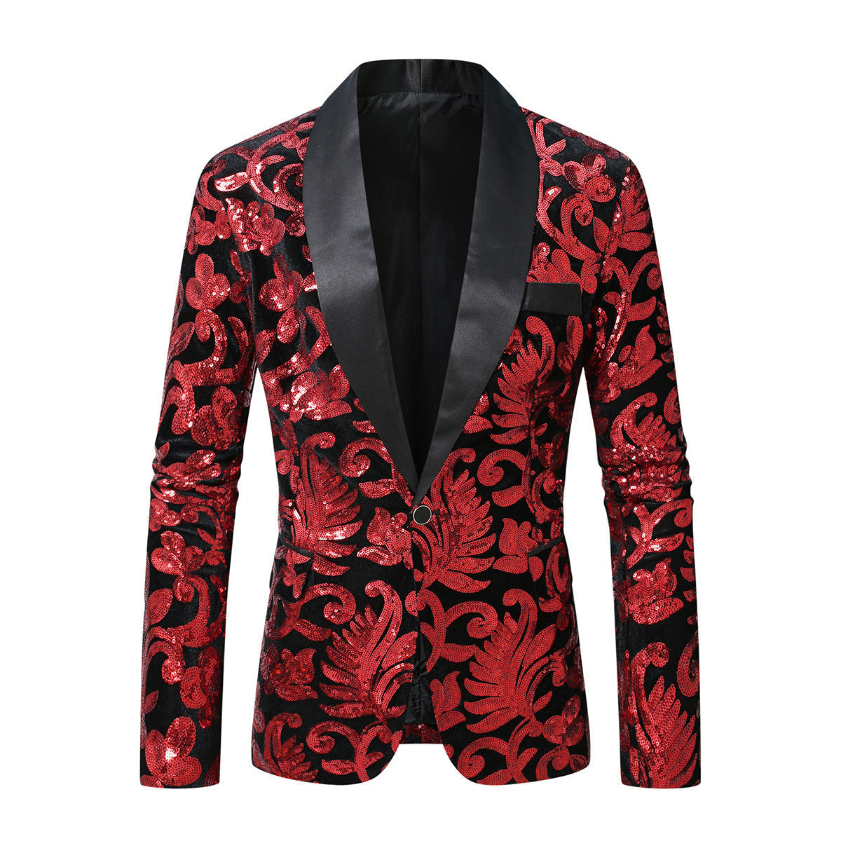 Street Wave Glittering Floral Sequin Blazer For Men Bold Showstopping Party Jacket