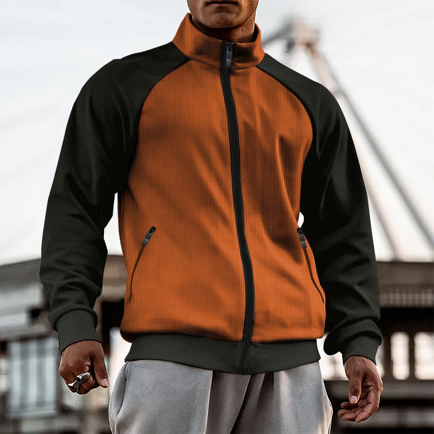 Street-Wave Men's Performance Jacket With Breathable Fabric And Zippered Pockets For Active Urban Living