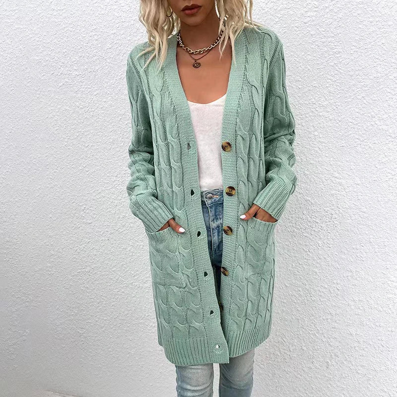 Street-Wave Cardigan For Women Mustard Cable Knit Long Cardigan Effortless Style And Comfort