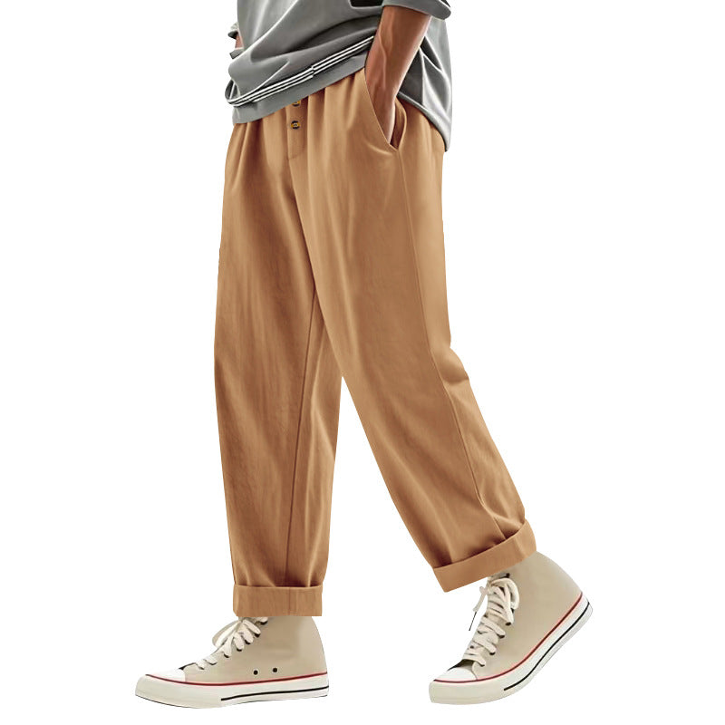 Men's Casual Pants Deep Pockets Elastic Waist Street Wave