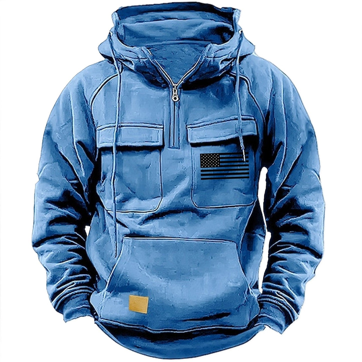Mens Hoodie With Multiple Pockets Street Wave Durable For Outdoor Enthusiasts Sweatshirt