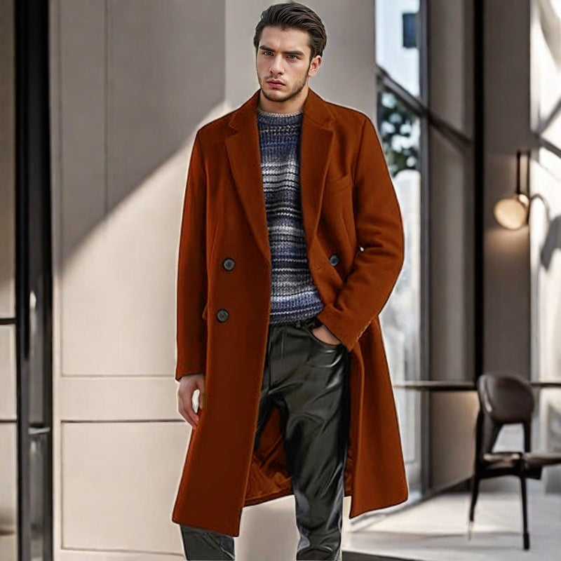 Mens Classic Wool Coat With Double Breasted Buttons By Street-Wave Timeless Elegant Outerwear For Urban Professionals