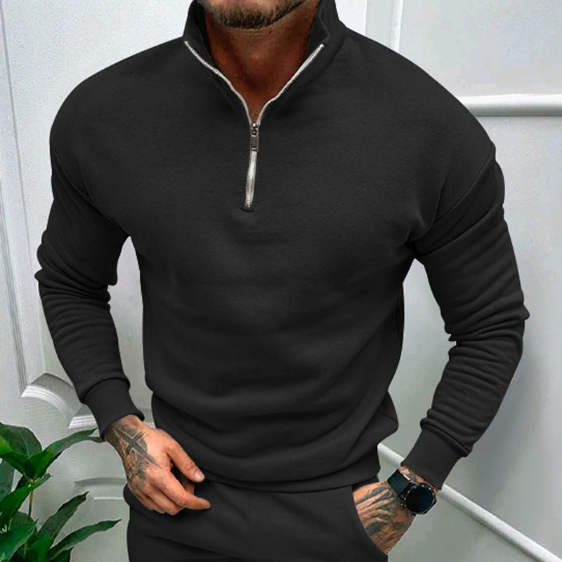 Mens Zip Neck Sweatshirt Street Wave Soft Breathable Comfort Stand Collar For Men