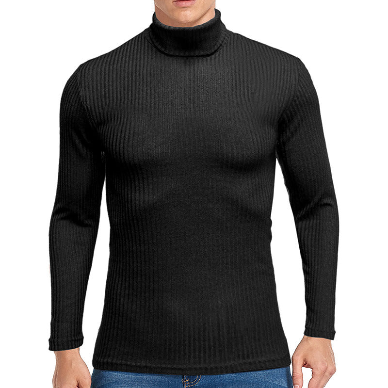 Street-wave Mens Fine Turtleneck Sweater in Premium Structured Knit Slim Fit for Cool Weather