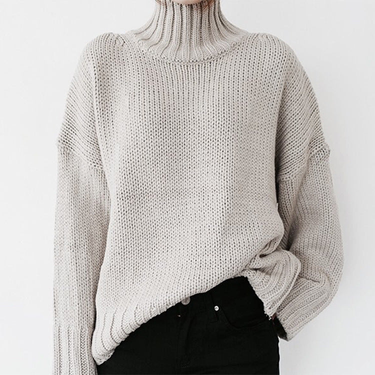 Street-Wave Women Chunky Knit Sweater With High Neck Cozy Soft Feel And Relaxed Versatile Fit For Cold Days