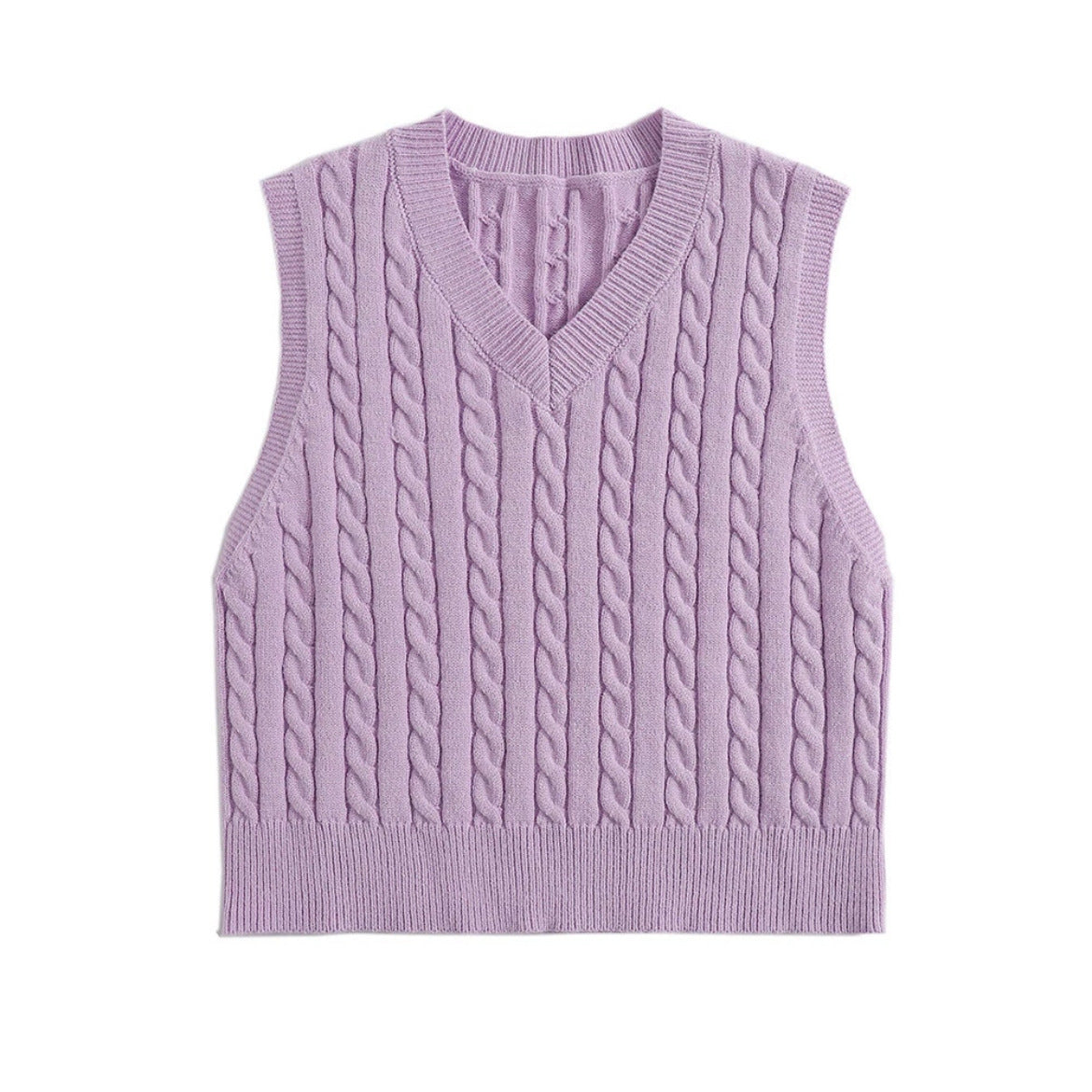 Street-Wave Womens Cable Knit Vest With V-Neck For Women Soft Cotton Blend Versatile Layering