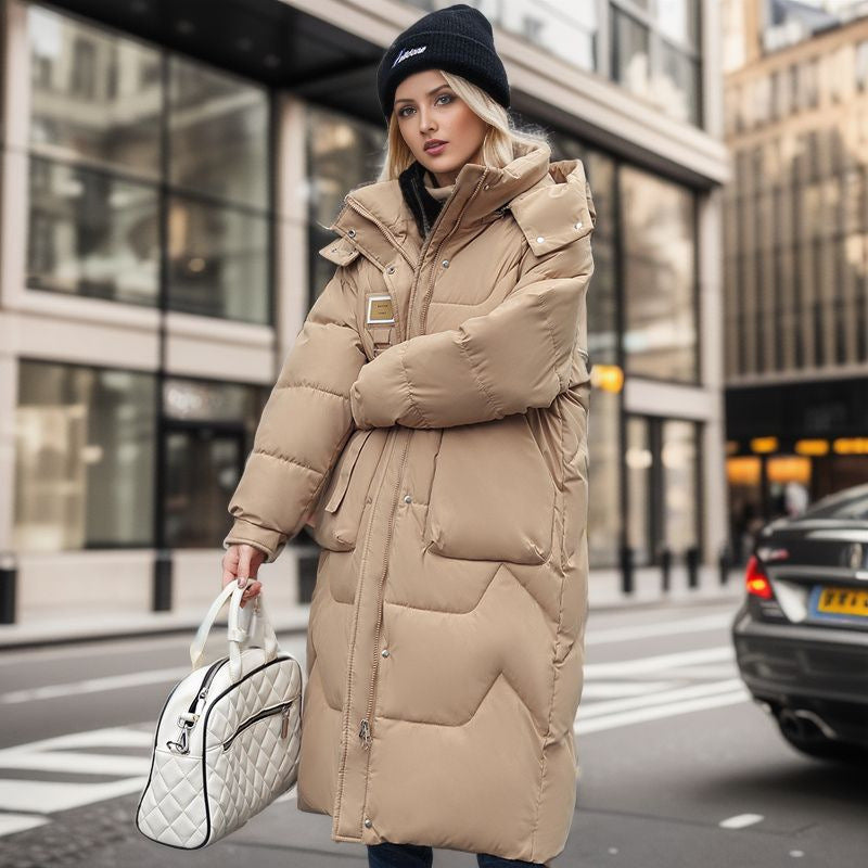 Street-wave Long Puffer Winter Coat for Women With Removable Hood Ultra Warm Insulated City Style