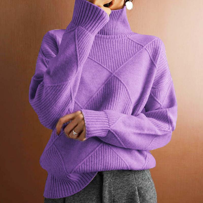 Street-Wave Womens Knit Sweater Lime Green Stand Collar Cozy Cotton Acrylic Pullover