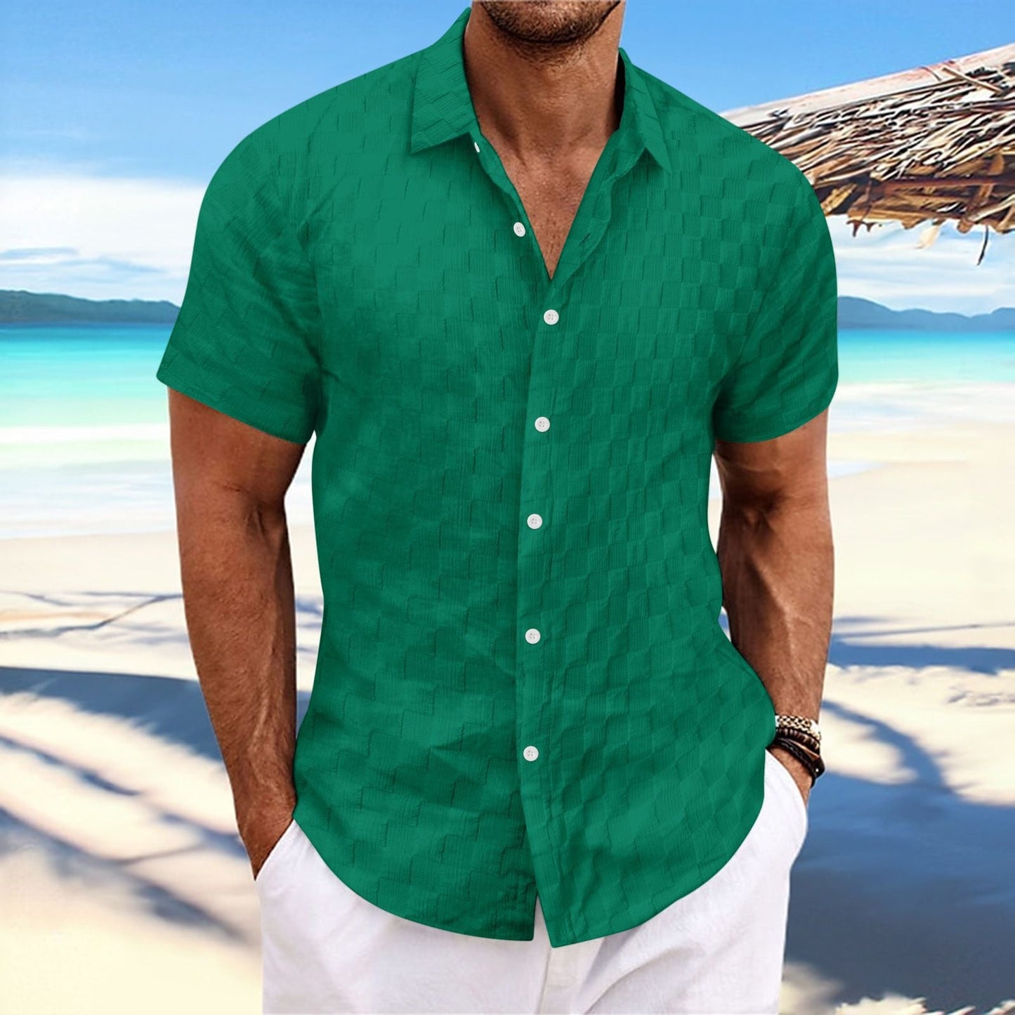 Street-Wave Nordisk Flair Men's Textured Weave Casual Shirt Breathable