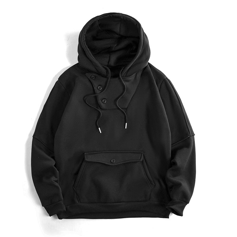 Street Wave Mens Casual Hoodie With Button Details And Practical Front Pocket For Everyday Comfort