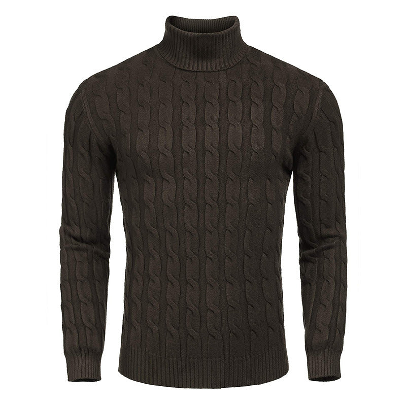 Street-wave Men's Cable Knit Turtleneck Sweater Cozy Warm Roll Neck For Everyday Style