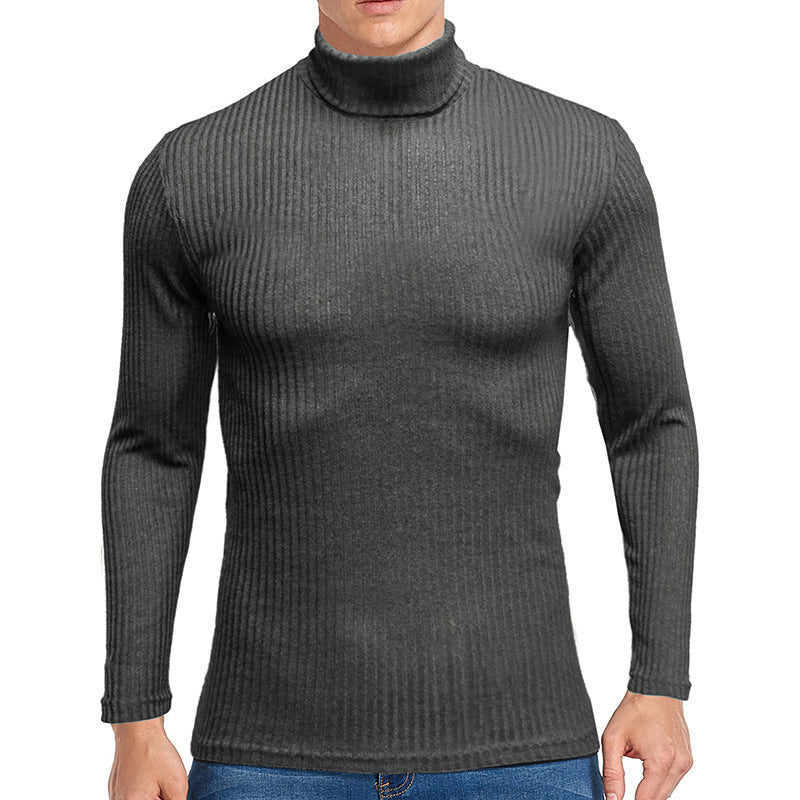 Street-wave Mens Fine Turtleneck Sweater in Premium Structured Knit Slim Fit for Cool Weather