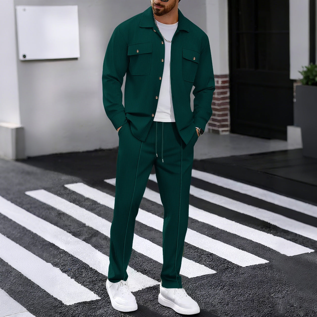 Street-Wave Mens Elegant Casual Jacket With Practical Pockets Wardrobe Essential