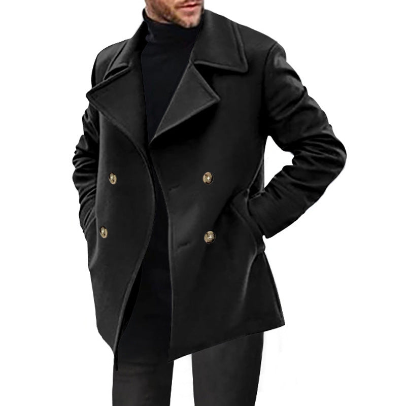 Mens Classic Peacoat With Modern Lapel And Elegant Button Details For Men Warmth By Streetwave