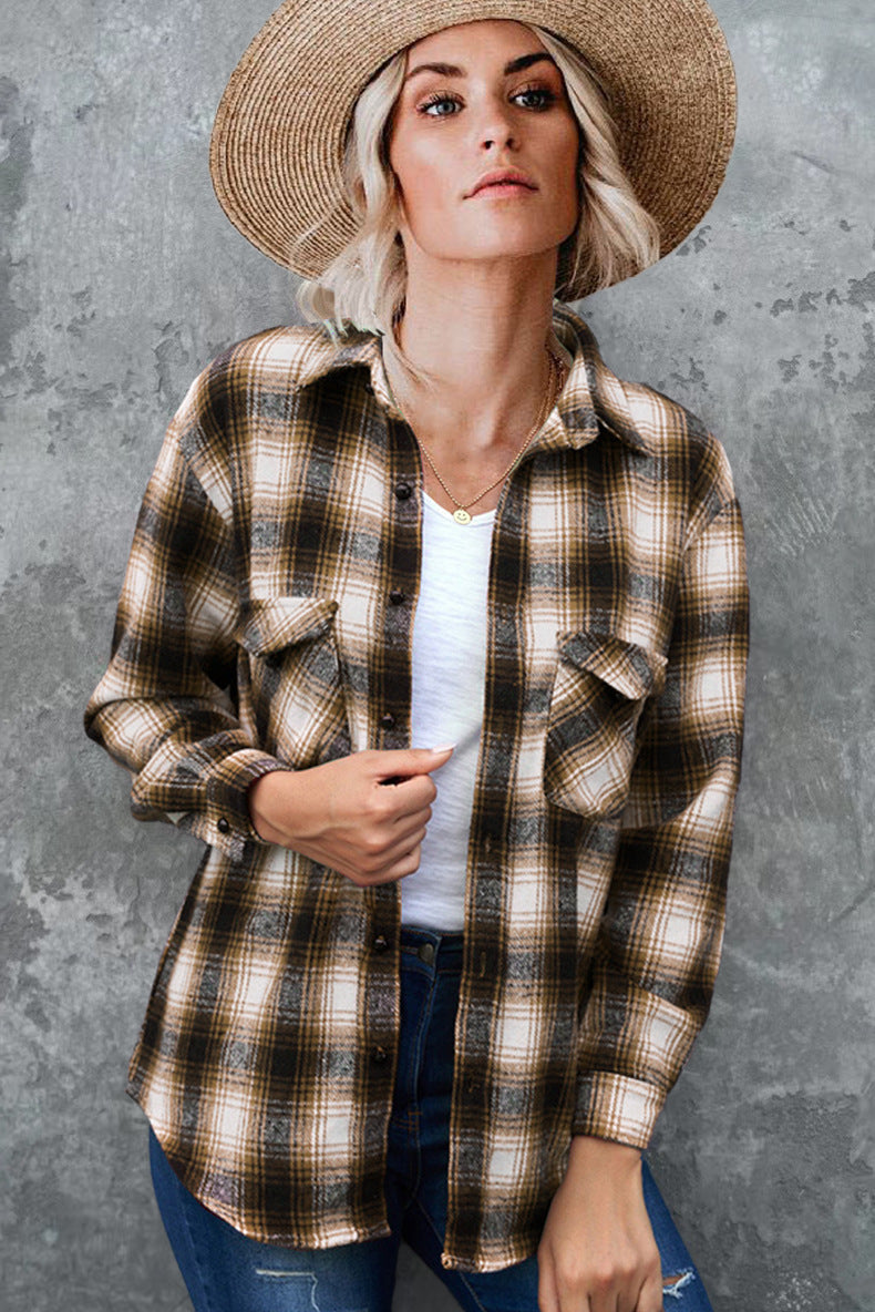 Street-wave Womens Flannel Shirt Cozy Soft Cotton Plaid All Season Casual Everyday Wear