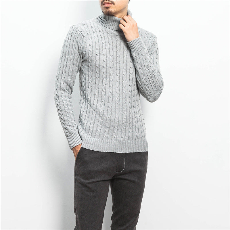 Street-wave Men's Cable Knit Turtleneck Sweater - Cozy Warm Rollneck with Classic Pattern