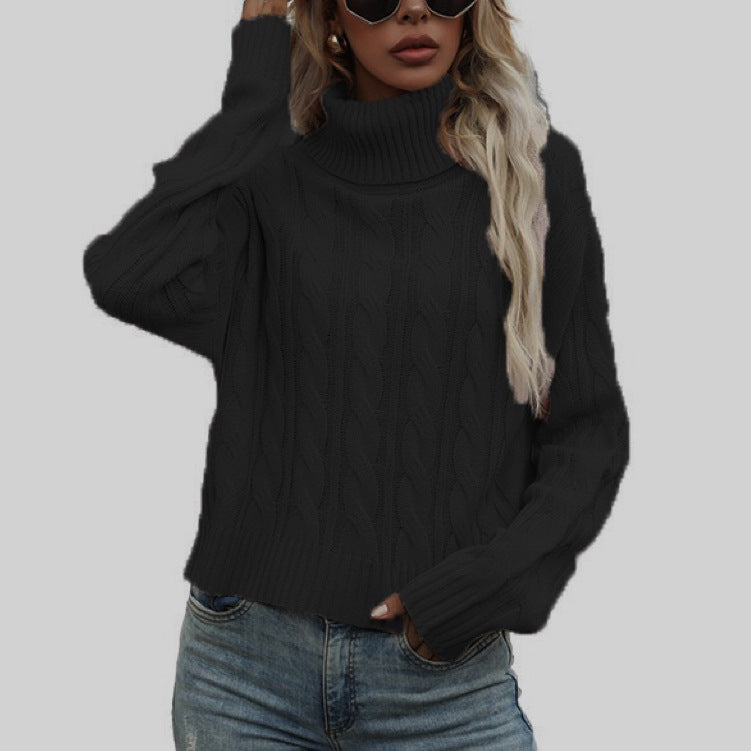 Street Wave Womens Cable Knit Turtleneck Sweater With Relaxed Fit For Women Cozy Warmth