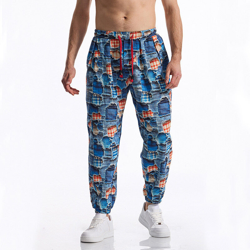 Street-Wave Men's Casual Lounge Pants With Elastic Drawstring Waist And Stylish Pattern
