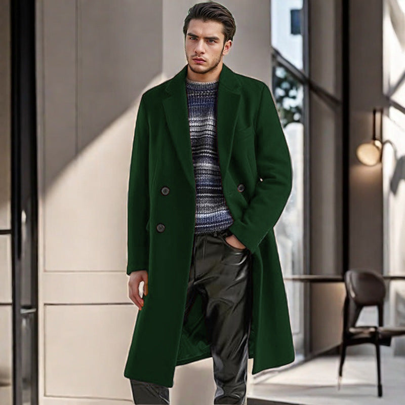 Mens Classic Wool Coat With Double Breasted Buttons By Street-Wave Timeless Elegant Outerwear For Urban Professionals