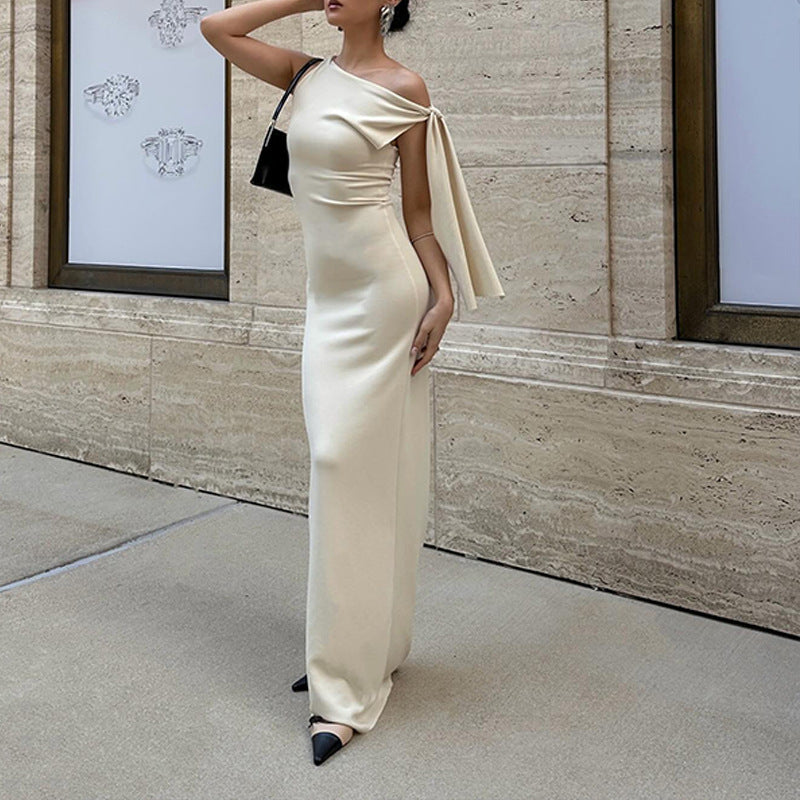 One-Shoulder Maxi Dress For Women Street-Wave Figure-Flattering Silhouette Elegant Glamorous Evening Gown