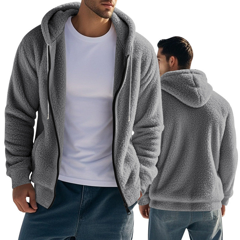 Men's Fleece Hoodie With Kangaroo Pocket And Zip Front By Street-wave Cozy Warm Everyday Essential For Men